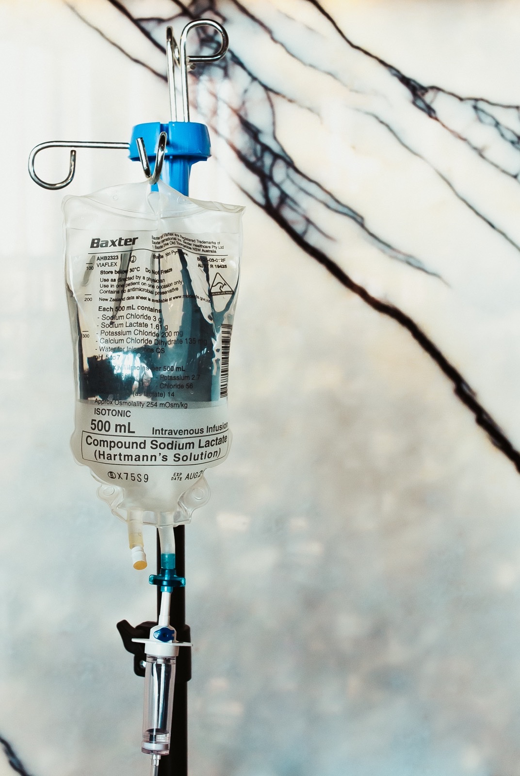 IV drip stand close-up